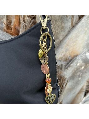 Rose Coin Bag Charm Keychain Handmade | One of a Kind | Crystal Accessory (#24)
